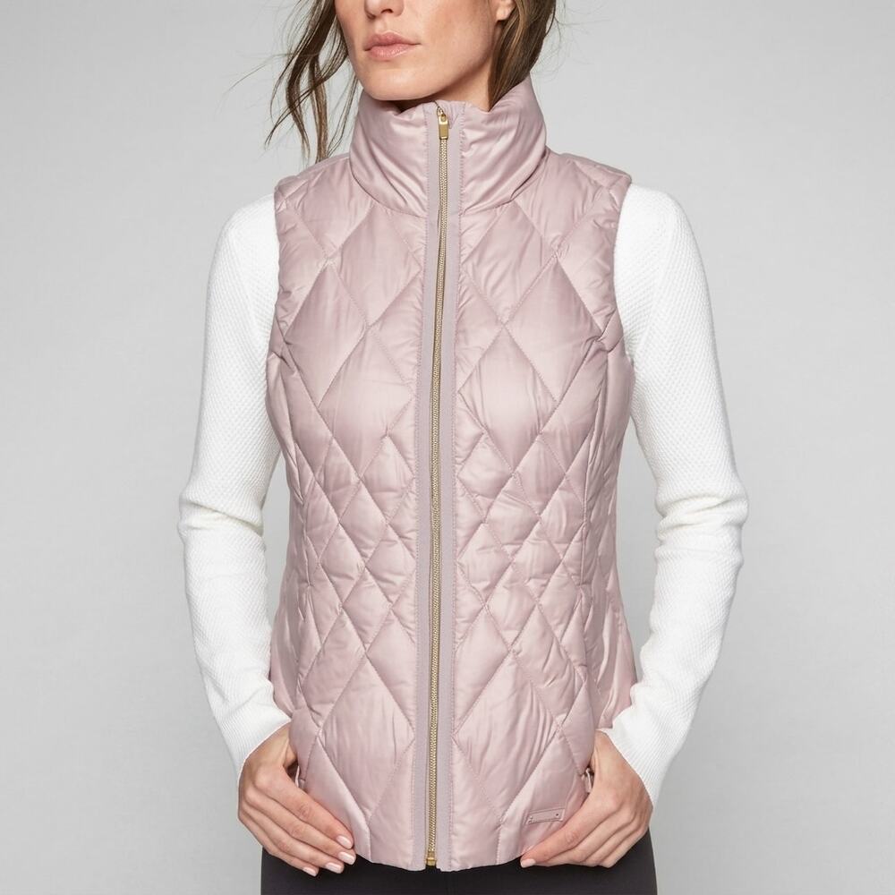 Athleta Puffer Vest Responsible Goose Down Quilted Light Pink Large Petite LP